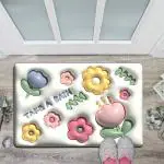 KATHIYAWADI Bathroom Door Mat | 3D Visual Bathtub Mats | Anti-Slip Quick Drying Absorbent Sink Floor Rug | Soft Door Mat | 3D Visual Absorbent Mat | Anti Skid Water Soaking Mat | Floor Mat | (Floral 3D Mat)