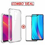Kite Digital Oppo A5 (2020) Transparent Bumper Shock Proof Corner Soft TPU Silicone Flexible Back Case Cover + 5D/6D/11D/21D Premium Tempered Glass Screen Protector