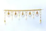 NARYA TRADITIONAL Golden Kalash and Bell with Plastic Beads Moti Fancy,Handmade Door Hanging/Bandarwal/Toran for Door,Size:- 3 Feet , TORAN # 87