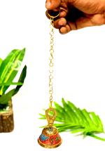 DSH CRAFTING YOUR CURIOSITY Pure Brass Hanging Bell for Decorative Pooja Room,Temple & Door Bell Brass Mandir Bell.( Bell red-1P)