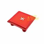 Ashar Devghr Small Wooden puja Chowki/Chaurang/Bajot/Pat for Home & Office (3X3X0.5 Inch)