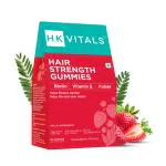 HealthKart HK Vitals Hair Strength Gummies, Biotin from Sesbania Extract, with Zinc, Vitamin C, A, and E, Vegan, Gluten Free, for Healthier Skin, Hair, and Nails, Strawberry, 30 Biotin Gummies