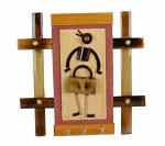Samsam Wall Mounted Handmade Bamboo Wood Key Holder with Folk Dance Design
