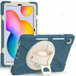 ProElite Rugged 3 Layer Armor case Cover for Samsung Galaxy Tab S6 Lite 10.4 Inch 2022 SM-P610/P615 with SPen Holder, Hand Grip and Rotating Kickstand, Cornflower Blue