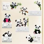 Zyozique Panda Theme Wall Sticker, Wall Sticker for Home, Animals Wall Sticker (Pack of 9)