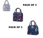 ShopiMoz LN-B01 Lunch Bags for Office Women Waterproof and Reusable Thermal Insulated Lunch Bag for Office High Capacity Tiffin Bags (Pack of 3,Multicolor)