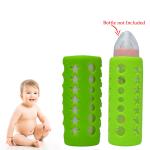 Safe-o-kid Silicone Baby Feeding Bottle Cover, Sleeve, Holder, Insulated Protection, All Bottle Types, Large 250 Ml- Green Pack of 2