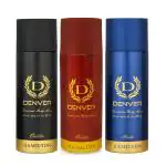 DENVER Caliber Deo, Honour Deo & Pride Deo - 200ML Each (Combo Pack of 3) | Deodorants men