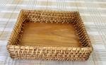 DISHA ENTERPRISE_Handcrafted Square Tray with Teakwood Base (Length- 20 cm, Width- 20 cm, Height- 5 cm)