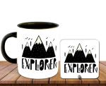 Whats Your Kick Explorer Printed Black Ceramic Coffee Mug with Desky 325 ML