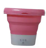 SEVOU Washing-Machine-Portable-Mini-Foldable-Washer-and-Spin-Dryer-Small-Foldable-Bucket-Washer-for-Camping-RV-Travel-Small-Spaces-Lightweight-and-Easy-to-Carry (Pink)