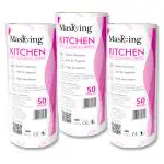 MasKing Pink Pattern Sheet Kitchen Tissue, Swipe, Towel Roll Multi-Purpose Dry Cleaning Roll Reusable Washable Easy to use Cleaning Tissue Household Sheet (50 Pulls Per Roll) Pack of 03