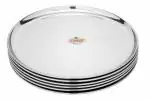Vinod Mirror Finished Bangla Bogi Steel Dinner Plate - Pack of 6 (Dia: 26 cm, 10.4 Inch)