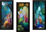 saf SET OF 3 RADHA KRISHNA Digital Reprint 17 inch x 24 inch Painting (With Frame, Pack of 3)