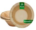 TruVeli Beige Wooden Round Bowls Area Palm Leaf,200 Ml (Pack Of 25)