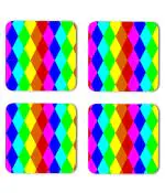 Whats Your Kick Pattern Design Glass Colorful Design Printed Set of 4 Coaster With Metal Stand