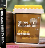 SHREE KALPADRUMA Desi A2 Cow Ghee 5 KG |Made Traditionally from MALAI |Pure A2 Cow Ghee for Better Digestion and Immunity |100% Pure A2 Cow Ghee| 5 LITRE