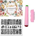 Royalkart Nail Stamping Kit 1 Stamping Image Plate, Double-Sided,1 Stamper & Scraper