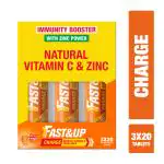 Fast&Up Charge Natural Vitamin C & Zinc Effervescent Tablets with Amla | 60 Tablet | Orange