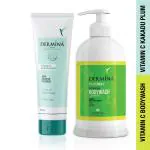 DERMINA Natural Vitamin C Oil Free Look Instant Glow Face Wash with Vitamin C Exfoliating Bodywash (Combo Pack,60g,250g)