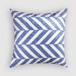 TH Tasseled Home Store Blue, White Zip Zapper Modern Printed Designer Crushed Velvet Cushion Cover (16 x 16 inch)