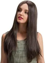 YOFAMA Long Hair Wig Black Synthetic Fiber Women