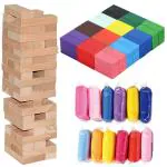 LADWA 120 Pcs Super Dominos Blocks, 12 Color Bulk Wooden Dominos Blocks Set, 36 Plain Classic Wood Blocks (Jenga) & Extra Soft, Endlessly Reusable Kids Modeling Clay |Play Dough Sets (Pack of 6 Assorted Colors) (Pack of 10)