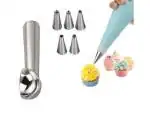 BLUE WONDER Cake Decorating 6 Pcs Nozzle with Steel Ice Cream Scoop and (Multicolour, Pack of 2)
