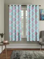 RRC Super Soft Brushed Microfiber Cotton Printed Window Curtains,Pack of 2,48X60(Inches) 5 Feet Living Room,Grommet Curtain Panel,Pack of 2 Panel Door Curtains