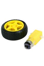 Robotbanao Black and Yellow 150RPM Dual Shaft BO Motor with 65mm Robot Wheel RBB_00524