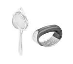 URBAN BUY Stainless Steel Tea Strainer With Stainless Steel New Garlic Press Rocker |Garlic Crusher & Multicolour & (Pack of 2)