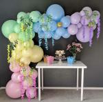 SPECIALYOU.IN Pack of 67 Items Pastel Theme Decoration Items DIY Kit includes Pastel Blue, Green, Pink, Purple and Yellow Balloons with Multicolor Wisteria and Jumbo Balloons