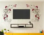 Divinedesigns Multicolor Vinyl Maroon Flowers Wall Sticker