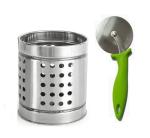 FIRST FRONT Stainless Steel Cutlery Holder With Stainless Steel New Napkin Holder and (Multicolour, Pack of 2)