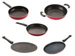 Nirlon 5 pcs of Red Non-stick Pot and Pans Cookware Set, Standard