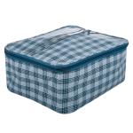 Kuber Industries Under Garment Kit|Rexine Makeup Travel Organizer|Check Print Vanity & Cosmetic Pouch|Toiletry Bag with Handle for Men & Women (Turquoise)