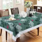 Dakshya Industries PVC Printed Waterproof Rectangle 6 Seater Dining table Cover 60x90 Inch - Green