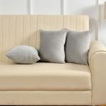 Yellow Weaves Soft Velvet Fabric Cushion Cover 24 X 24 Inches, Set of 3, (Light Grey)