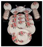 Family Dining Premium Dinner Set in 32 Pieces| Double Coated Unbreakable Pure Melamine Crockery Dinnerware Set in Round Lehar Shape