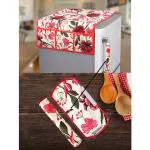 Polyester 3-Layered Fridge Top Cover/Refrigerator Cover With 6 Utility Pockets and 2 Pcs. Handle Cover (Color-Red, Size-39x21 Inches)