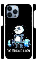 YAPZONE | Gym Panda The Struggle is Real | Designer Printed Hard Back Cover for Apple iPhone 13 Pro Max Premium & Attractive Case for Your Smartphone