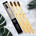 The Mouth Company Premium S-Curve (Medium Pressure) Bamboo Toothbrush with Charcoal Activated Bristles | S-Curve Handle Gentlebrush (Pack of 3)