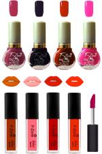 OUR BEAUTY High Quality Nail Polish And Kiss Proof Matte Liquid Lipstick Set 263 (Set Of 8)