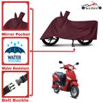 Aashtik mart Hero Electric Optima Motorcycle Bike Scooty Cover Maroon Colour Water Resistant - UV Protection & Dust Proof Imported Fabric Quality,Sun Protection,Weather Bike - Scooty Two Wheeler Body Cover Hero Electric Optima
