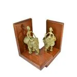 Jharcraft (A Jharkhand Govt. Enterprise) Dhokra Handcrafted Bookend (MAN SITTING ON ELEPHANT)