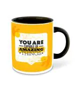 Whats Your Kick Motivation You are Amazing Printed Black Ceramic Coffee Mug and Tea Mug 325ml