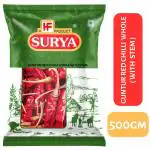 Surya 500g Guntur Red Chilli (Lal Mirch) Whole With Stem