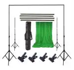 VTS Backdrop Stand Setup Photo Studio Green Backdrop Chroma Key Screen Background with 4 Clips for Indoor-Outdoor, Comercial, YouTube Photography (9 x9ft. -3)