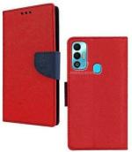 AmericHome Tecno Spark 7T, Tecno Spark 7 Red Artificial Leather, Rubber, Cloth Shock Proof Mobile Back Cover