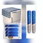 Woah Kitchen Combo Fridge Top Cover(21 X 39 Inches), Fridge Handle Cover (12 X 6 Inches)+ 4 Fridge Mats (11 X 17 Inches), 7 Piece Set